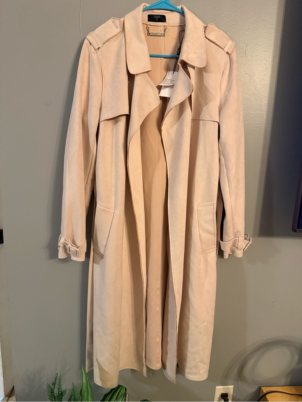 Tahari Light Beige Trench Coat - Classic Long Women's Trench
